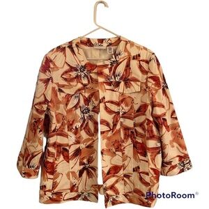 Alfred Dunner Floral Blazer Jacket. Womens 16, Fall Colors: Orange Cream Black.